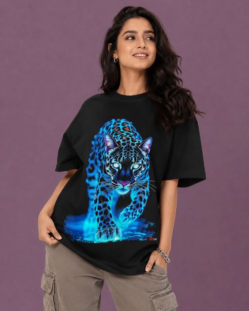 Blue Cheetah Oversized T-Shirt