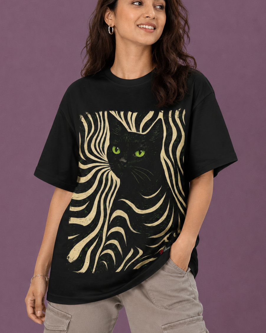 Striped Cat OversizedT-Shirt