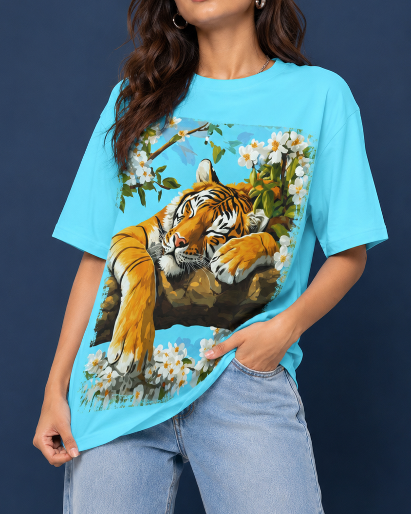 Tiger on Tree Oversized T-Shirt