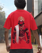 Hanumanji Red Oversized T-Shirt