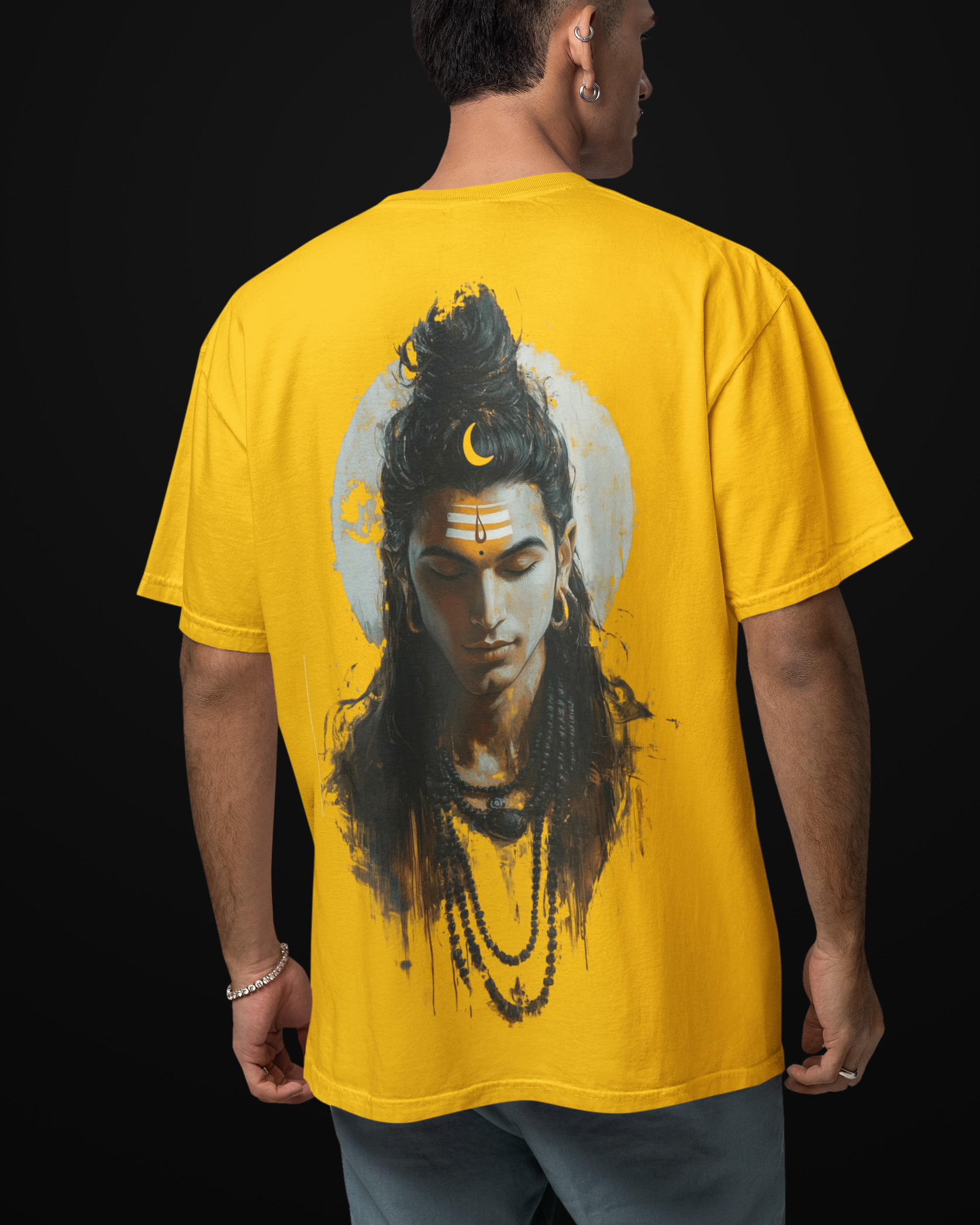 Shiva Moon Yellow Oversized T-Shirt