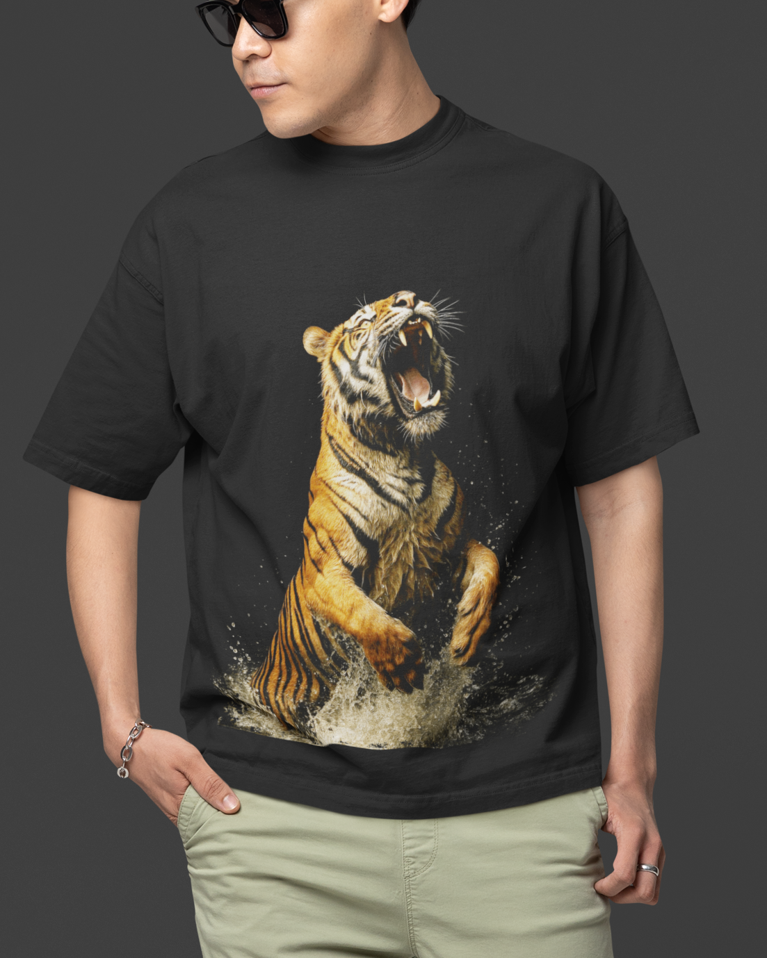 Tiger Water Jump Oversized T-Shirt